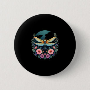 Cute Cottagecore Floral Dragonfly Aesthetic Girls 2 Inch Round Button