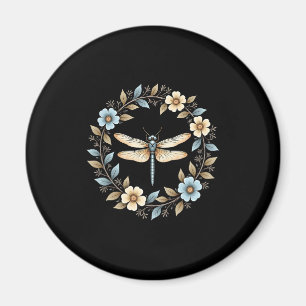 Cute Cottagecore Floral Dragonfly Aesthetic Girls  Magnet