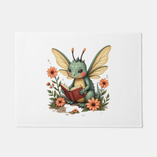 Cute Cottagecore Floral Dragonfly Aesthetic Graphi Doormat