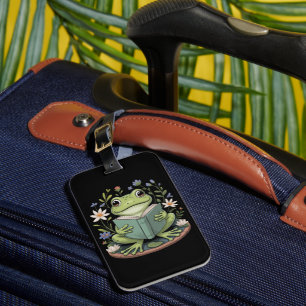 Cute Cottagecore Floral Frog Aesthetic Nature Luggage Tag