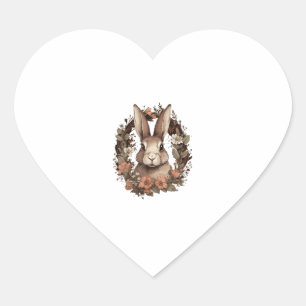 Cute Cottagecore Floral Rabbit Aesthetic Women Gir Heart Sticker