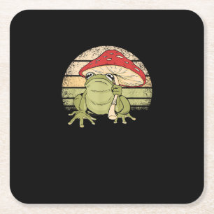 Cute Cottagecore Frog Mushroom Goblincore Toad Aes Square Paper Coaster