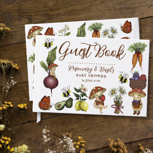 Cute Cottagecore Little Sprout Garden Baby Shower Guest Book