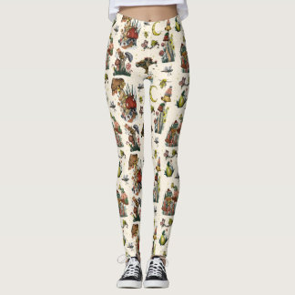 Cute Cottagecore Merry Christmas Mushroom Pattern  Leggings