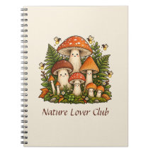 Cute Cottagecore Mushroom Family Spiral Notebook 