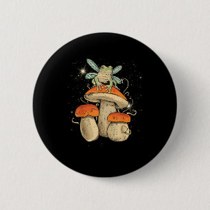 Cute Cottagecore Mushroom Frog Goblincore Style 2 Inch Round Button