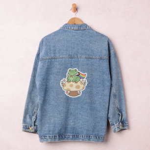 Cute Cottagecore Pride Frog Progress Flag Denim Jacket