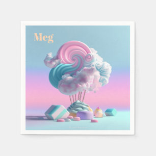 Cute Cotton Candy Clouds Personalized Napkins