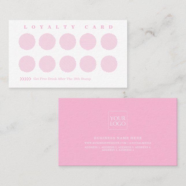 Cute Cotton Candy Pink Stripe Reward Program  Loyalty Card (Front/Back)