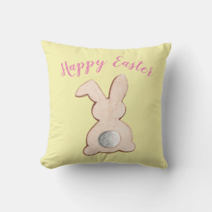 Cute Cottontail Easter Bunny Yellow Throw Pillow