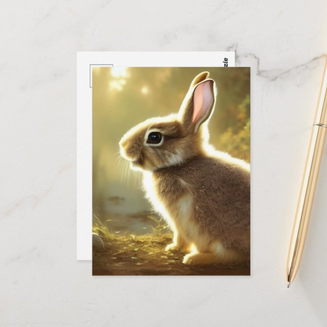 Cute Cottontail Wildlife Portrait   Postcard (Front/Back In Situ)