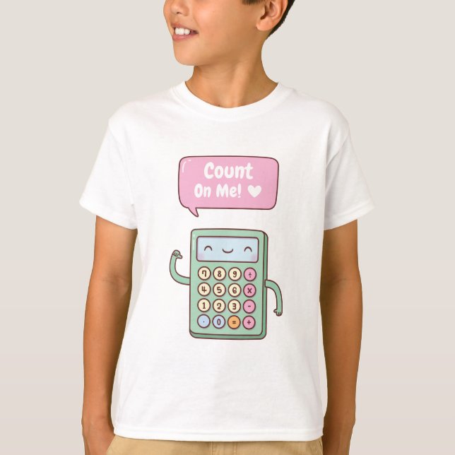 Cute Count On Me Calculator Doodle T-Shirt (Front)