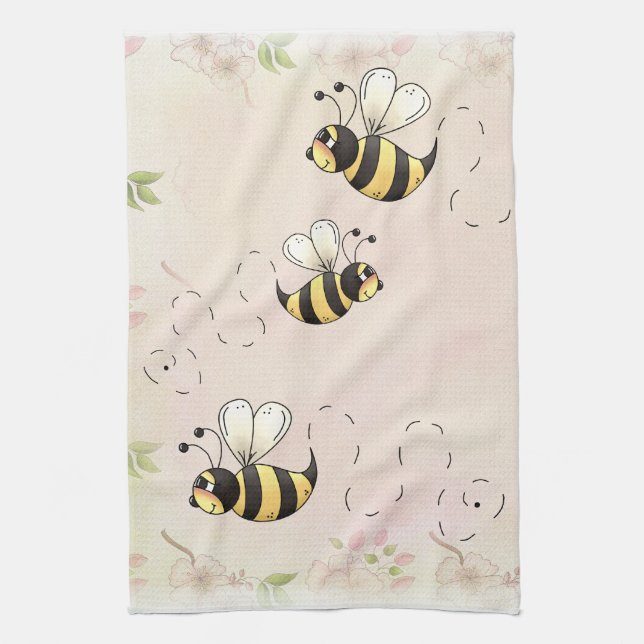 Cute Country Bees to Personalize Kitchen Towel (Vertical)