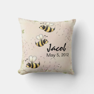 Cute Country Bees to Personalize Throw Pillow