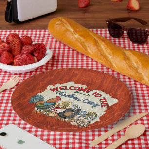 cute Country chicken coop welcome party  Paper Plate