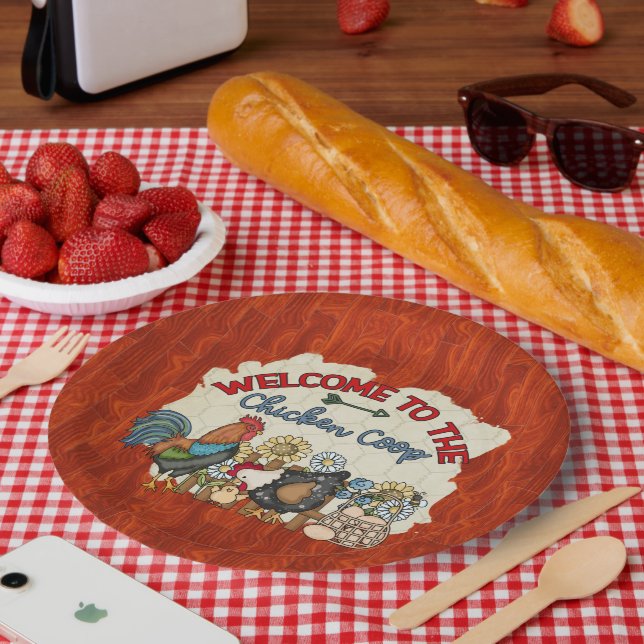cute Country chicken coop welcome party  Paper Plate (Picnic)