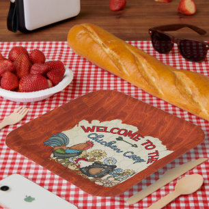 cute Country chicken coop welcome party  Paper Plate