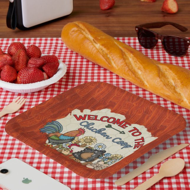 cute Country chicken coop welcome party  Paper Plate (Picnic)