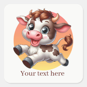 Cute Country cow add text  Square Sticker