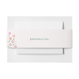 Cute Country Daisies in Pinks Wedding  Invitation Belly Band