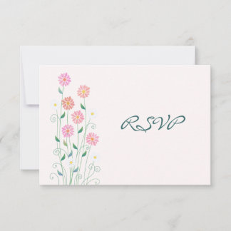 Cute Country Daisies Simple Wedding RSVP Card