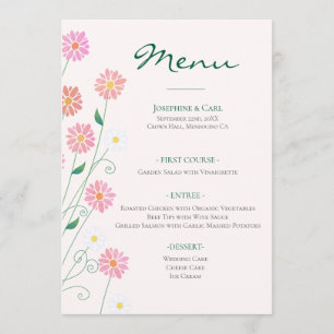 Cute Country Daisy Spring Pinks Menu