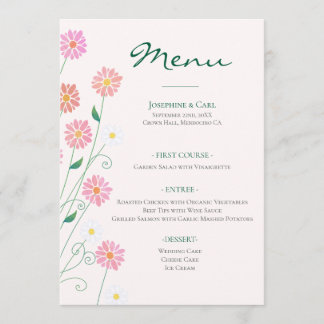 Cute Country Daisy Spring Pinks Menu