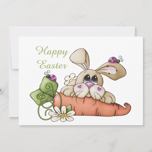 cute Country Easter bunny Holiday Card (Front)