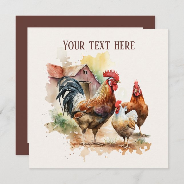 Cute Country Farm add information party Invitation (Front/Back)