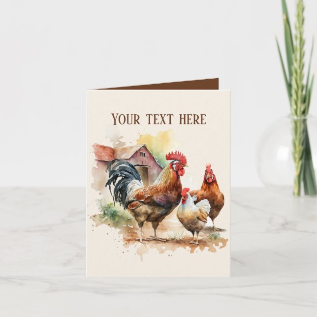 Cute Country farm chickens add name Card (Front)