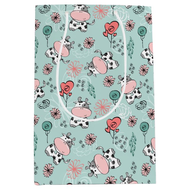 Cute Country Farm Cows Medium Gift Bag (Front)