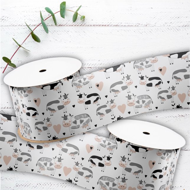 Cute Country Farm Cows Satin Ribbon (Creator Uploaded)