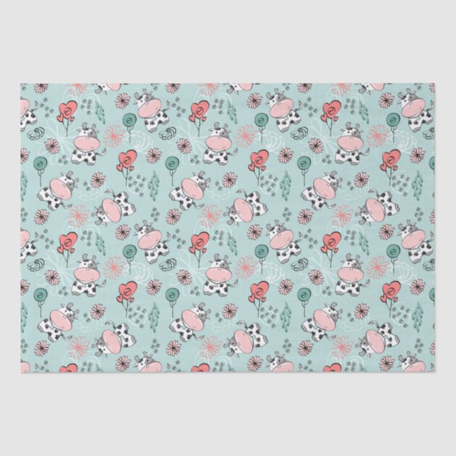 Cute Country Farm Cows Tissue Paper (Front)