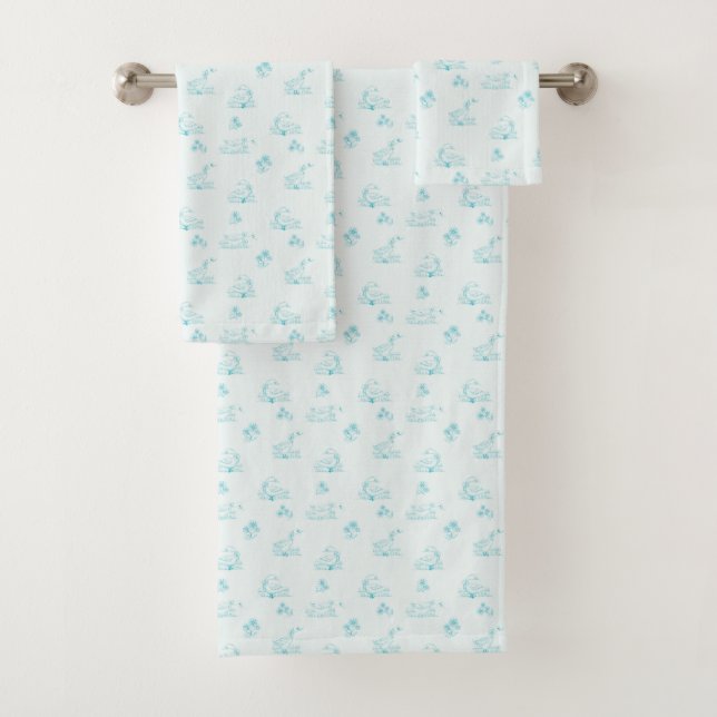 Cute Country Goose Toile Pattern Bath Towel Set (Insitu)