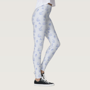 Cute Country Goose Toile Pattern Leggings