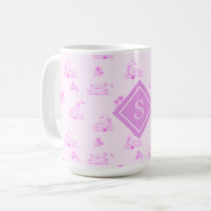 Cute Country Goose Toile Pattern Monogram Coffee Mug