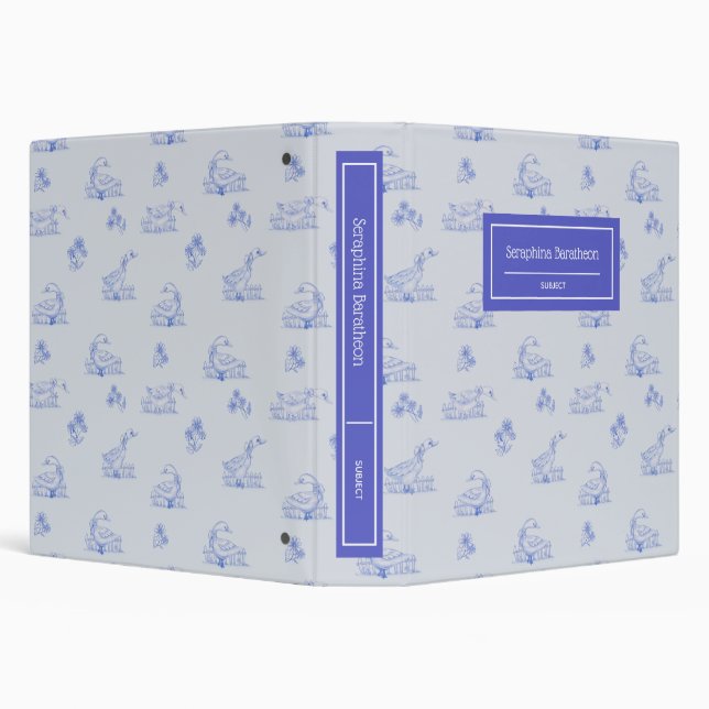 Cute Country Goose Toile Pattern Personalized Binder (Background)