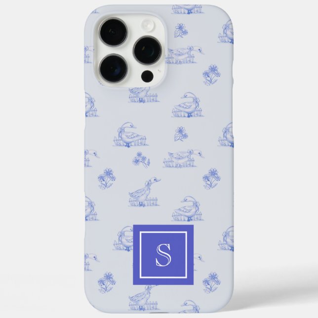 Cute Country Goose Toile Pattern Personalized Case-Mate iPhone Case (Back)