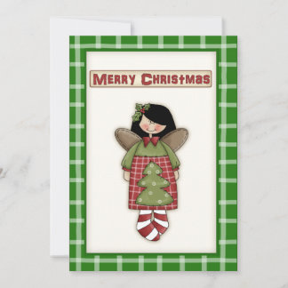 Cute Country Kitsch Christmas Angel Party Invite