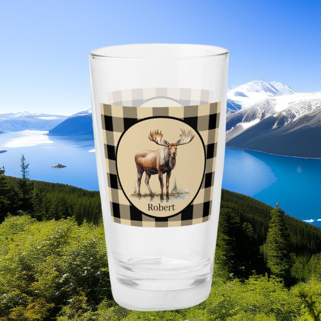 Cute Country moose add name Glass (Creator Uploaded)