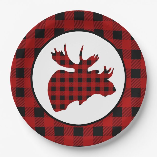 Cute Country moose head party Paper Plate (Front)