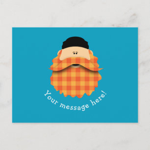 Cute Country Plaid Bright Orange Bearded Character Postcard