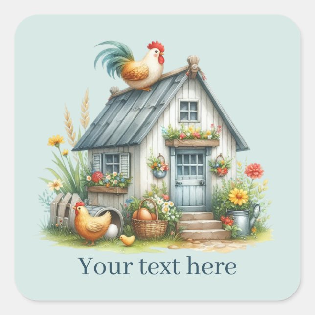 cute Country rooster lovers add message  Square Sticker (Front)
