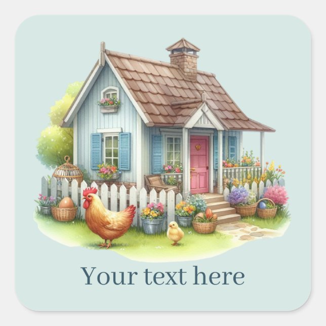 cute Country rooster lovers add message  Square Sticker (Front)