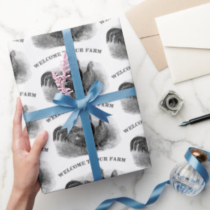 Cute Country rooster welcome to the farm wrap Wrapping Paper