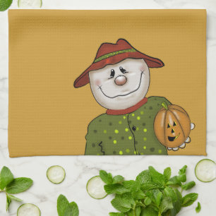 Cute Country Scarecrow Folk Art Kitchen Towel