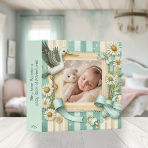 Cute Country Storks Floral Baby Photo Book Binder