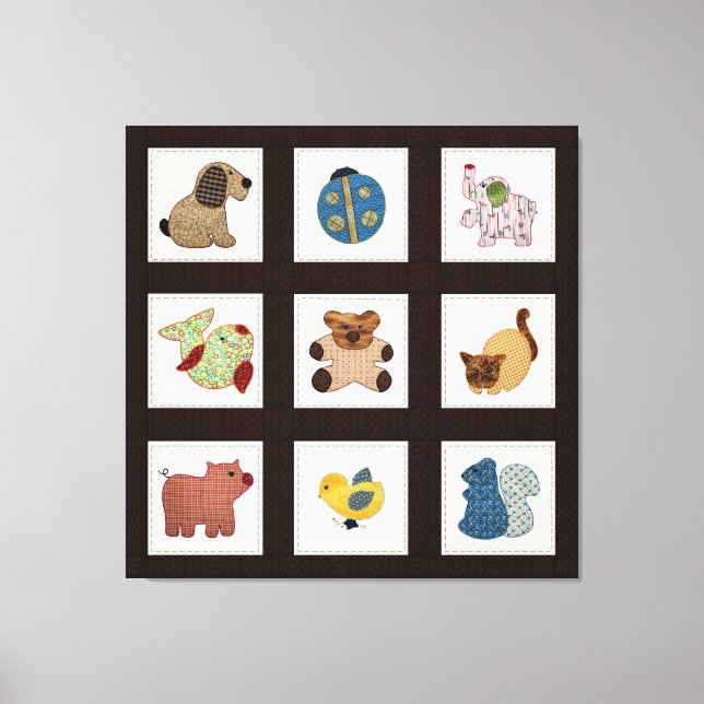 Cute Country Style Baby Animals Quilt Canvas Print (Front)