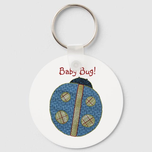 Cute Country Style Blue Ladybug Baby Bug Keychain (Front)