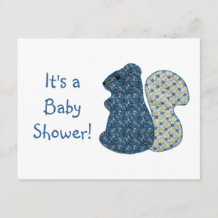 Cute Country Style Blue Squirrel Baby Shower Invitation